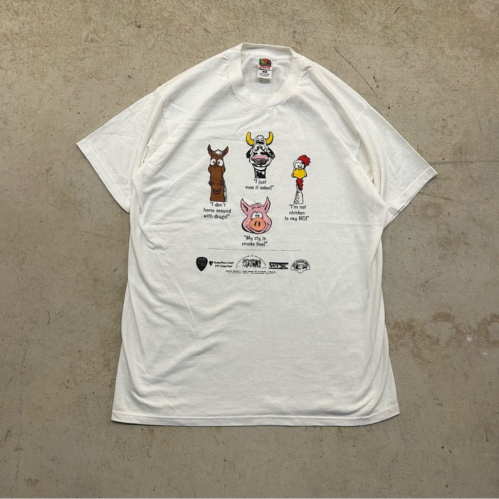 VTG Fruit Of The Loom Funny Humor Quotes Animal Graphic Print T-shirt Men’s XL
